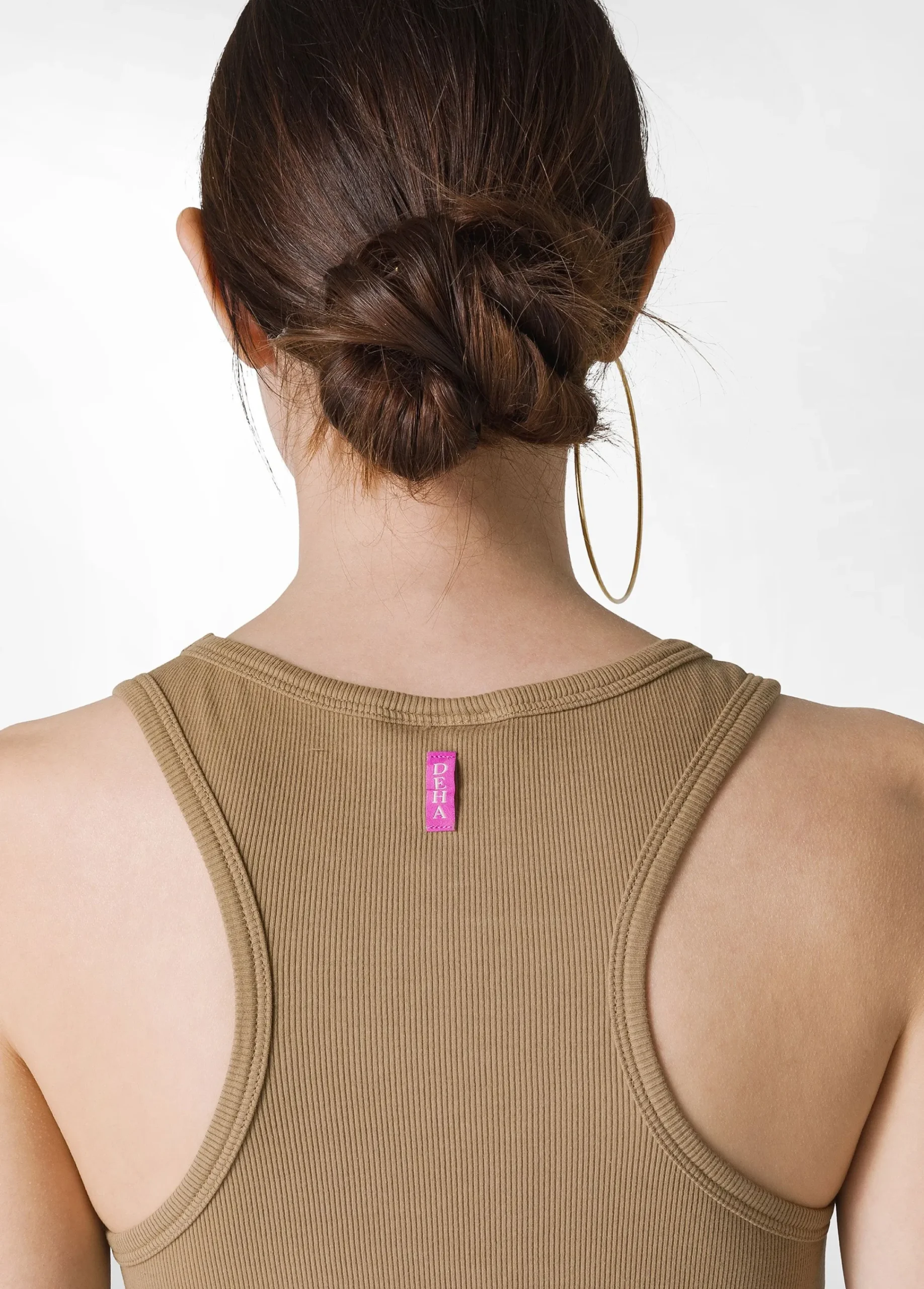 New Abito A Balze Cotone E Lino Marrone Donna Vestiti, Gonne E Tute