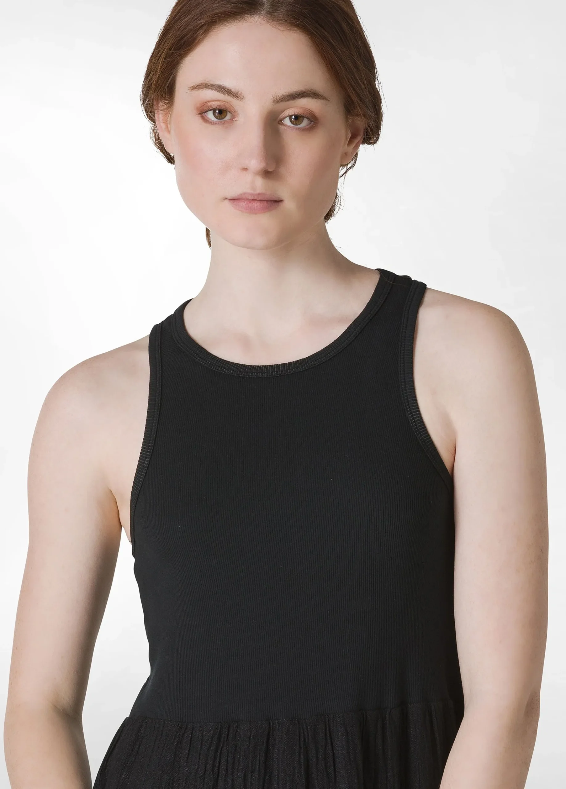Best Abito A Balze Cotone E Lino Nero Donna Vestiti, Gonne E Tute