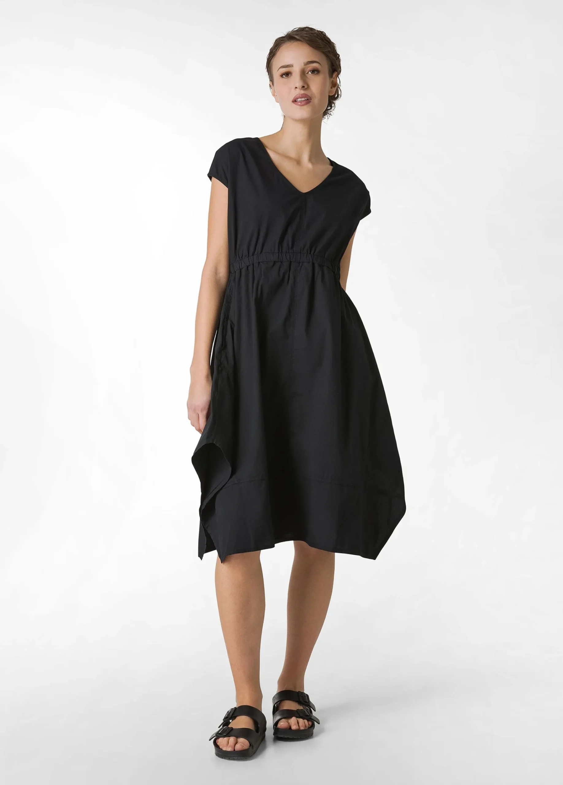 Cheap Abito A Ruota In Popeline Nero Donna Vestiti, Gonne E Tute
