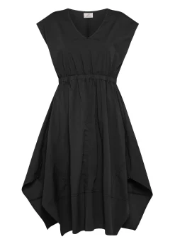 Cheap Abito A Ruota In Popeline Nero Donna Vestiti, Gonne E Tute