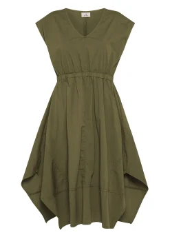 Hot Abito A Ruota In Popeline Verde Donna Vestiti, Gonne E Tute