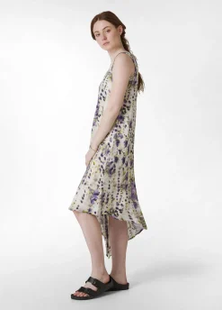 Clearance Abito Asimmetrico In Raso Stampato Viola Donna Vestiti, Gonne E Tute