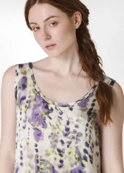 Clearance Abito Asimmetrico In Raso Stampato Viola Donna Vestiti, Gonne E Tute