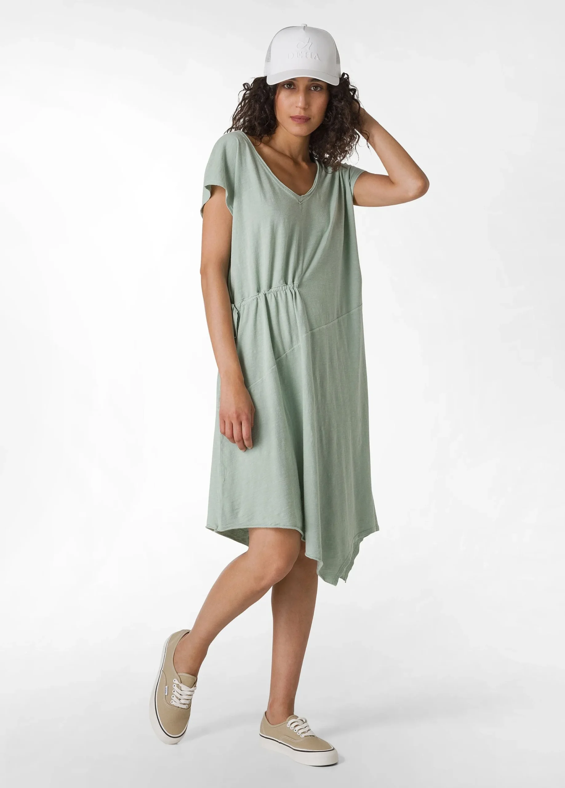 Cheap Abito In Jersey Fiammato Effetto Vintage Verde Donna Vestiti, Gonne E Tute