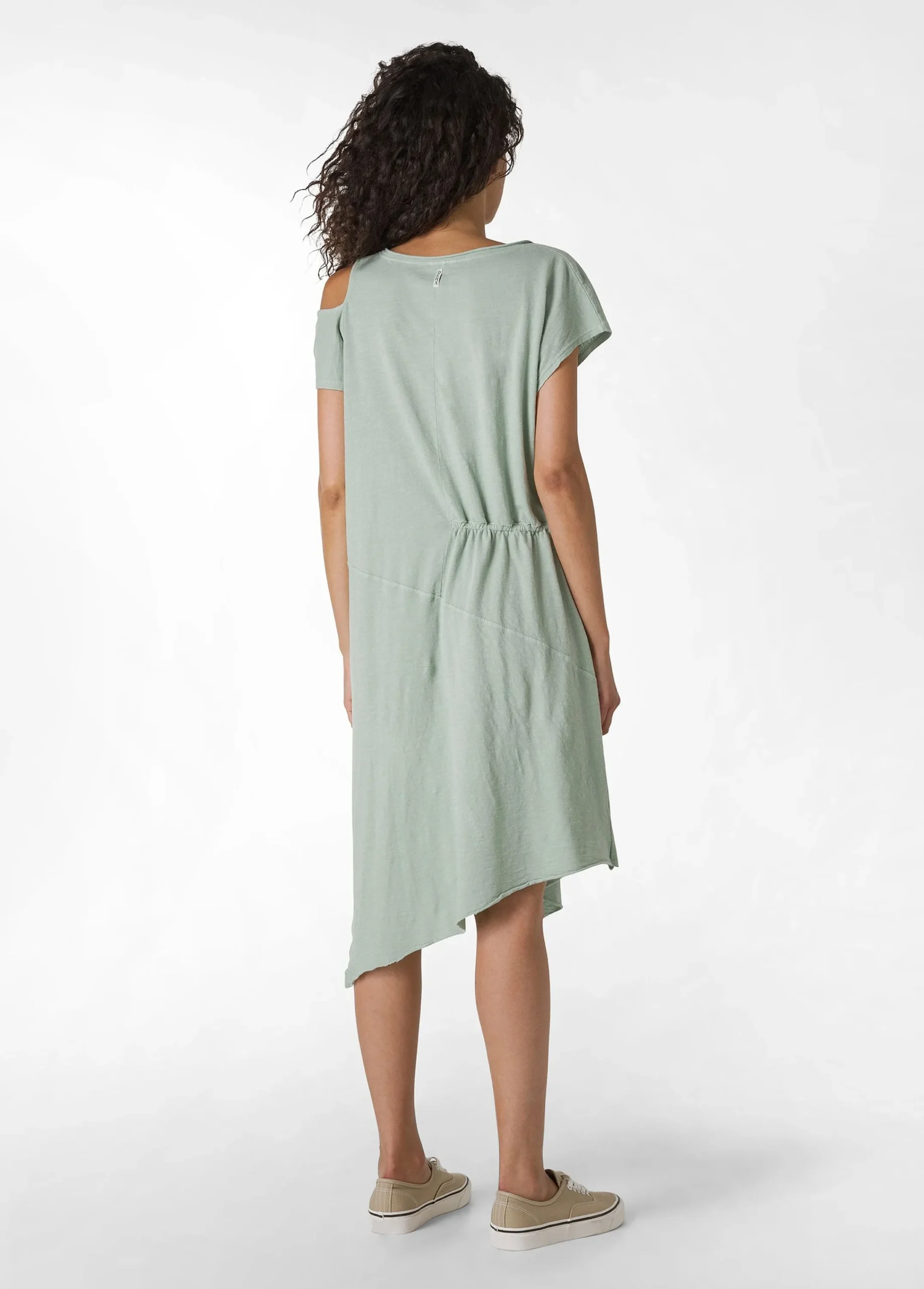 Cheap Abito In Jersey Fiammato Effetto Vintage Verde Donna Vestiti, Gonne E Tute