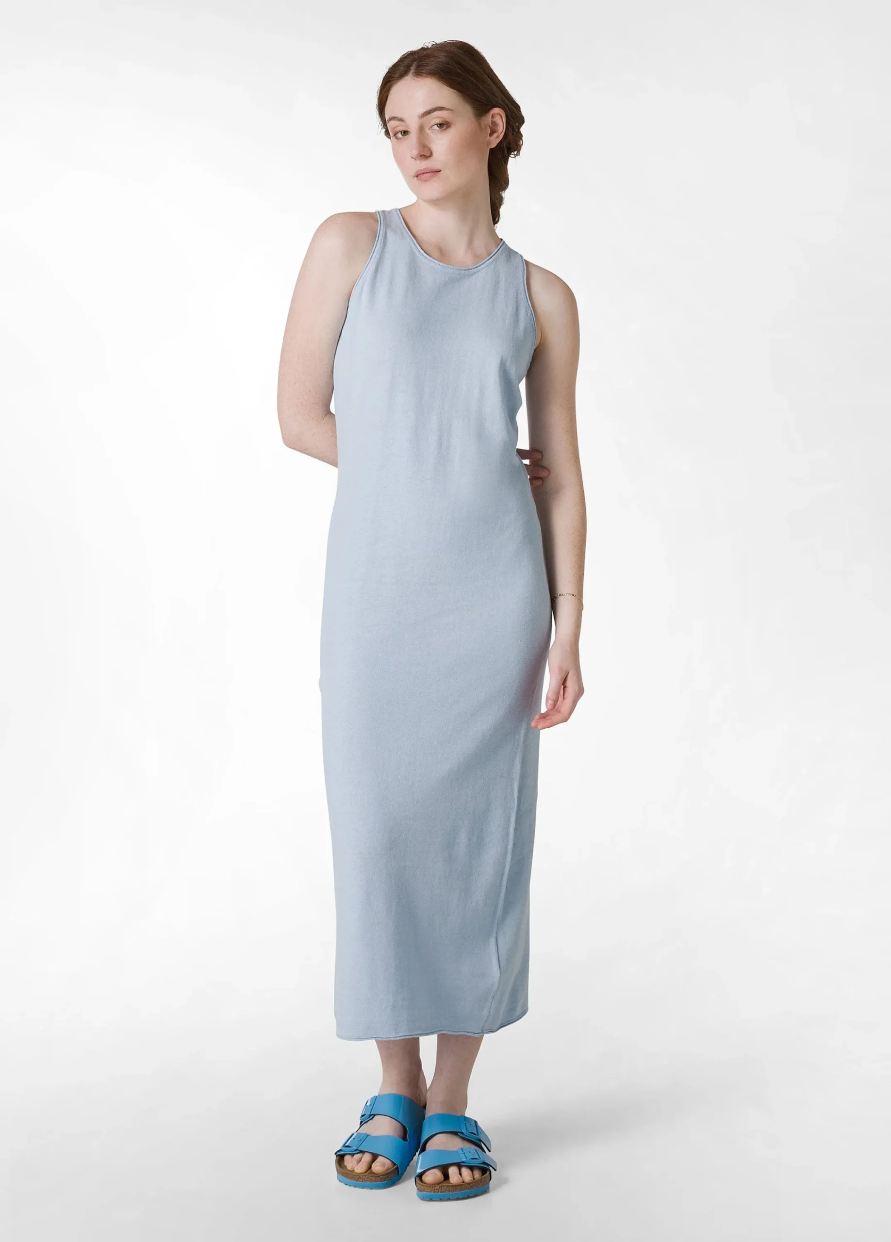 Hot Abito In Maglia Misto Lino Blu Donna Vestiti, Gonne E Tute