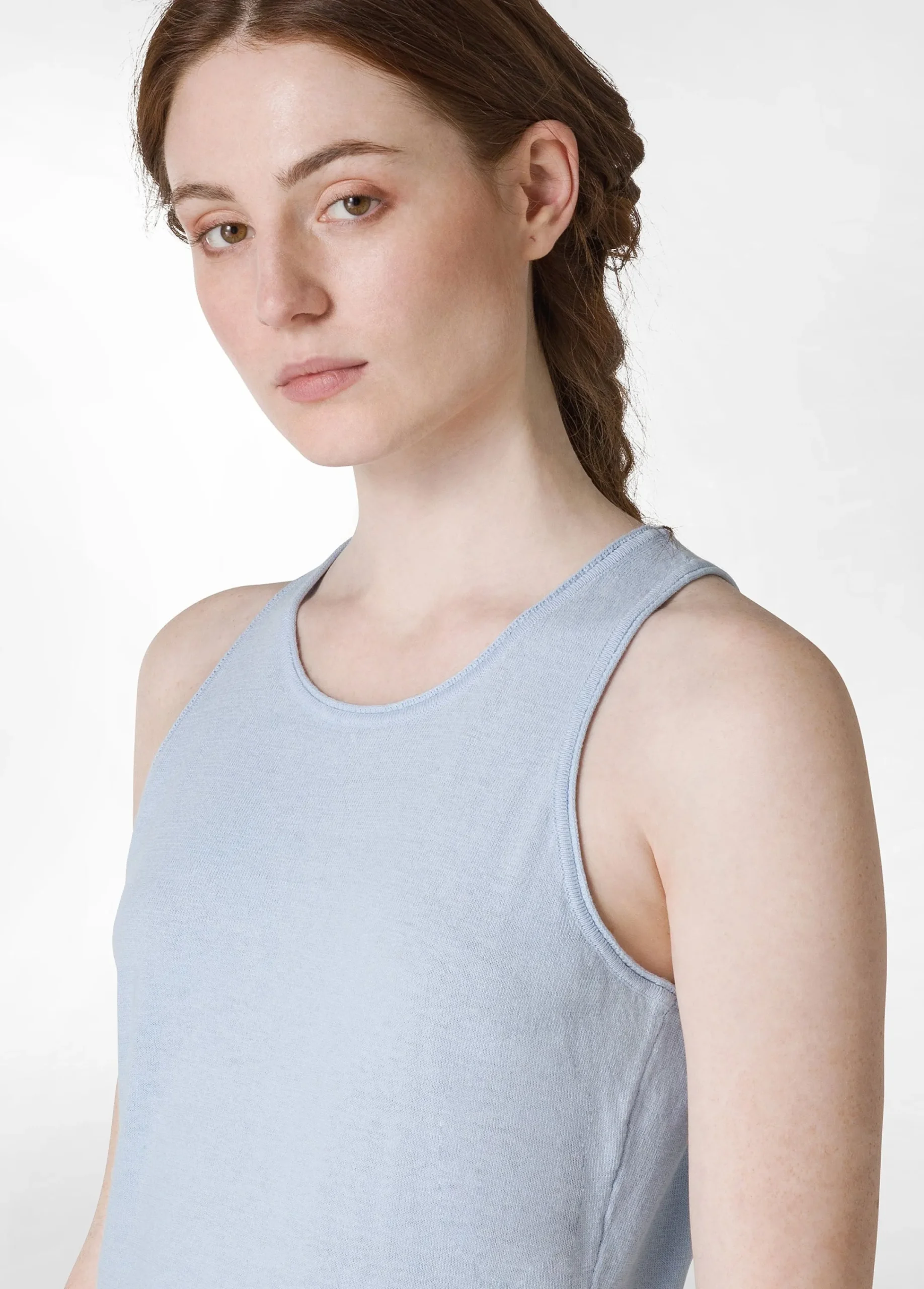 Hot Abito In Maglia Misto Lino Blu Donna Vestiti, Gonne E Tute