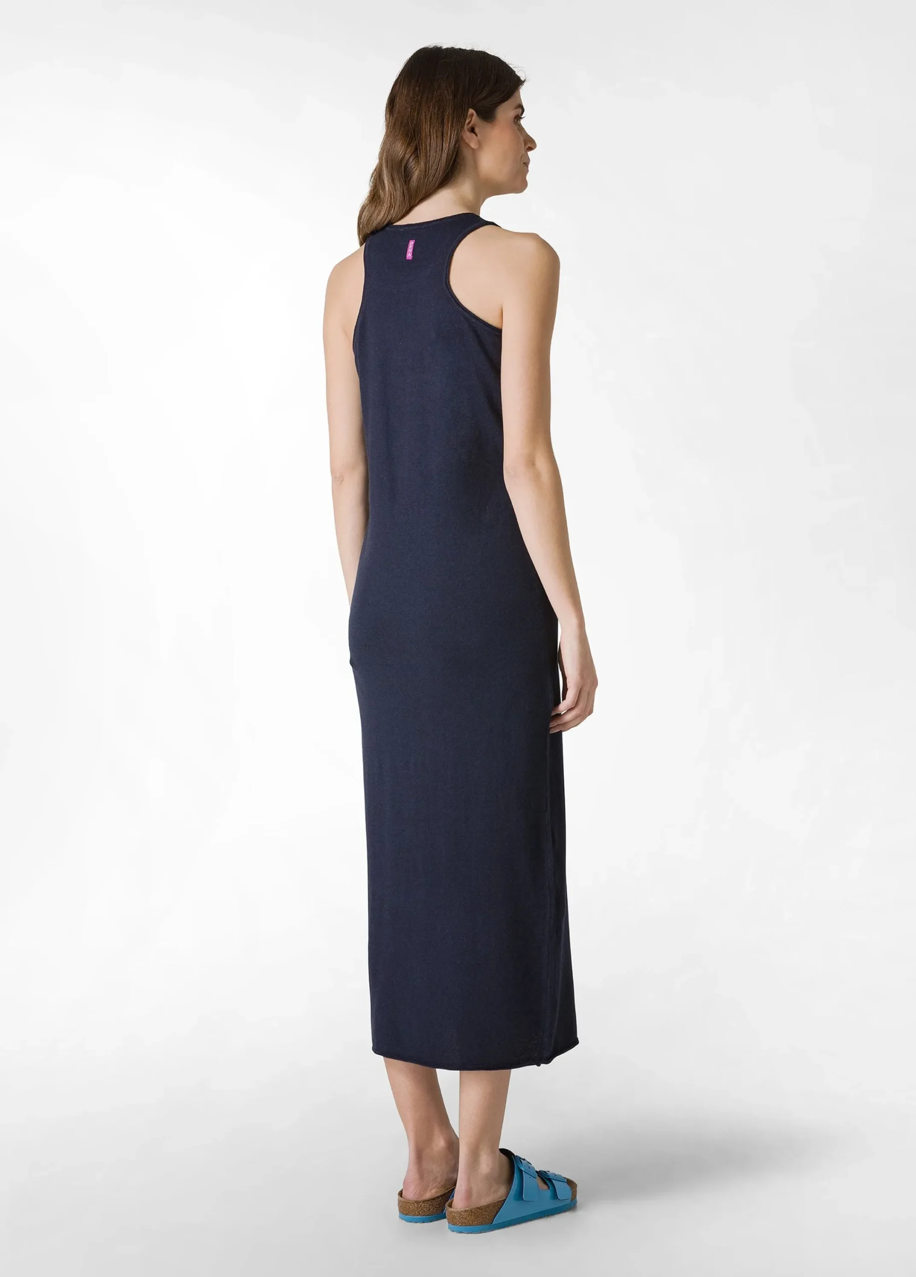 Flash Sale Abito In Maglia Misto Lino Blu Donna Vestiti, Gonne E Tute