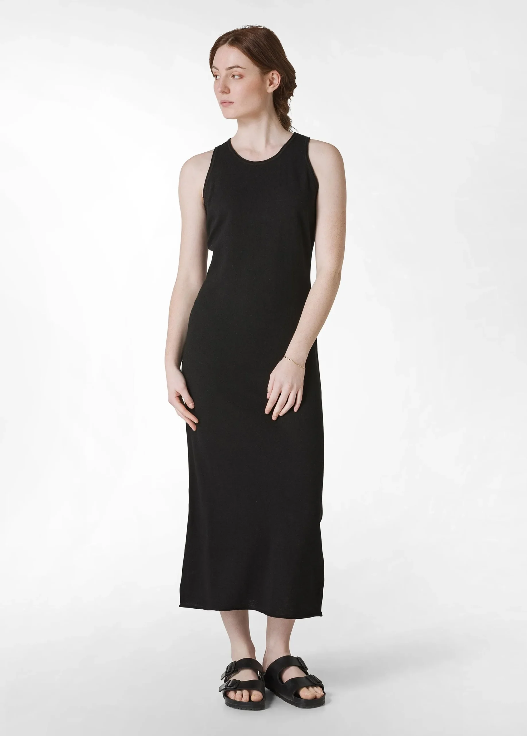 Cheap Abito In Maglia Misto Lino Nero Donna Vestiti, Gonne E Tute