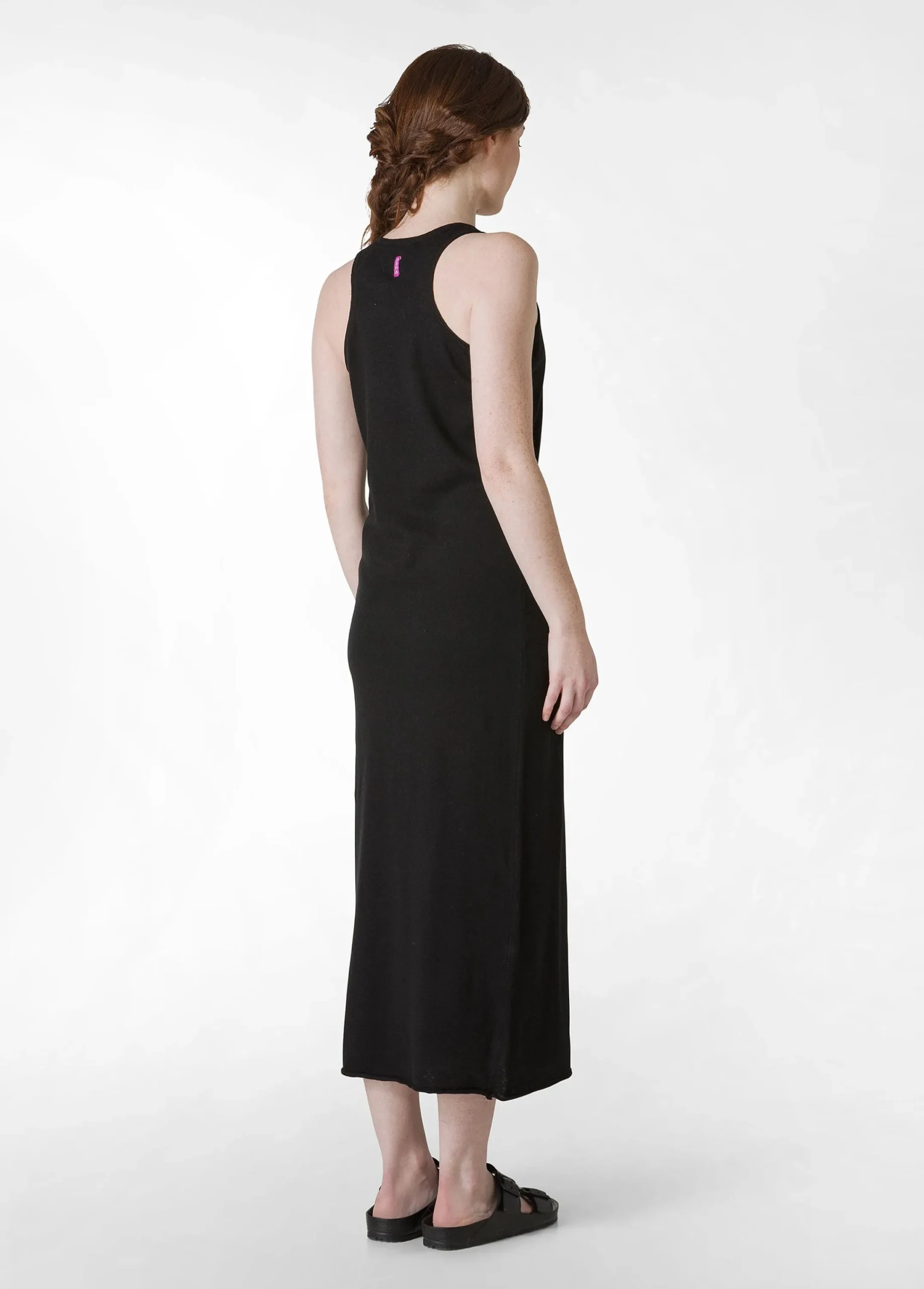 Cheap Abito In Maglia Misto Lino Nero Donna Vestiti, Gonne E Tute