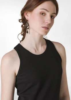 Cheap Abito In Maglia Misto Lino Nero Donna Vestiti, Gonne E Tute