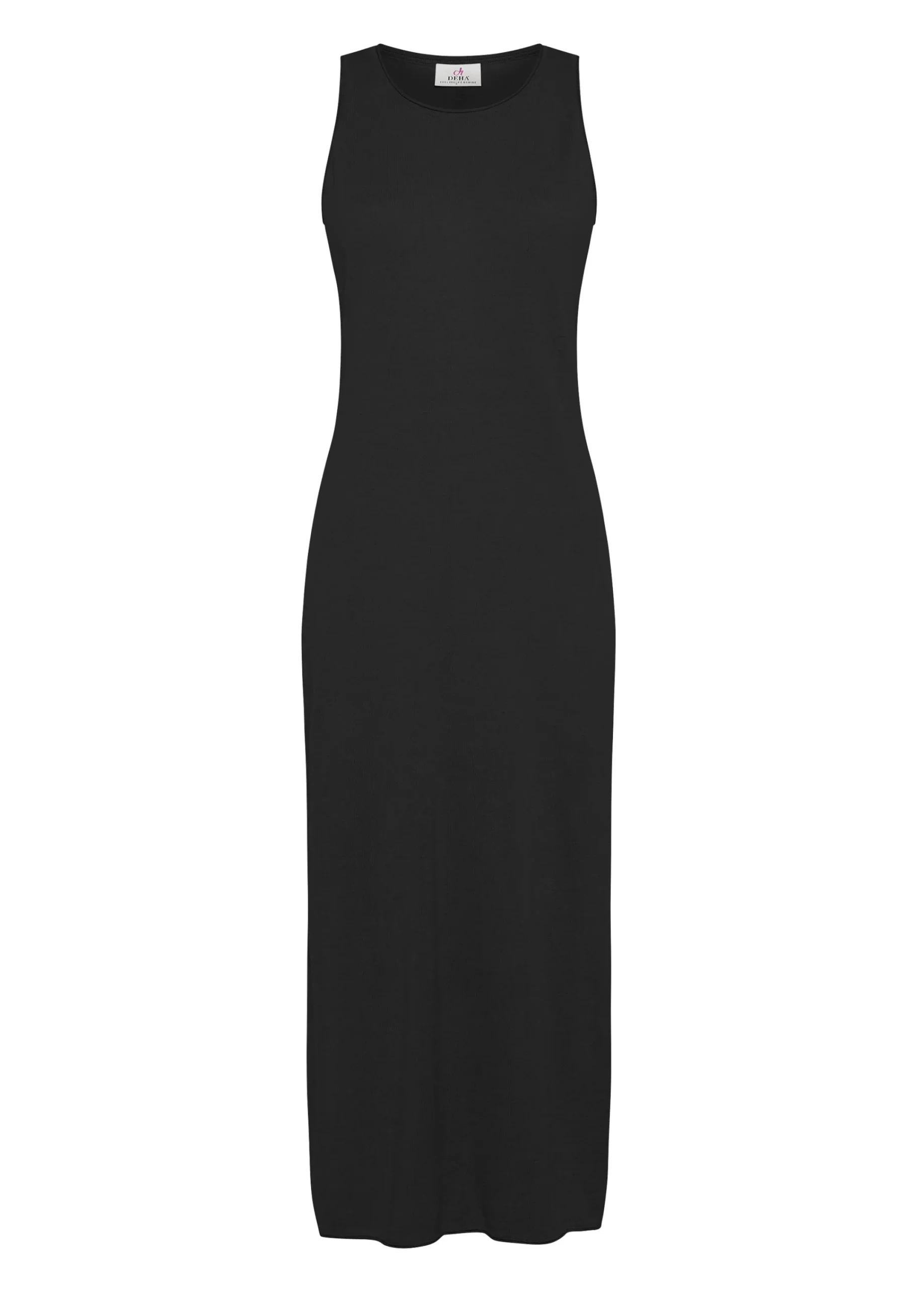 Cheap Abito In Maglia Misto Lino Nero Donna Vestiti, Gonne E Tute