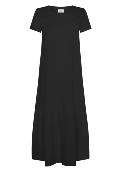 Discount Abito Lungo Con Inserto In Popeline Nero Donna Vestiti, Gonne E Tute