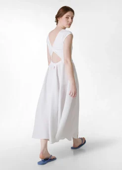 Flash Sale Abito Lungo Jersey E Lino Bianco Donna Vestiti, Gonne E Tute