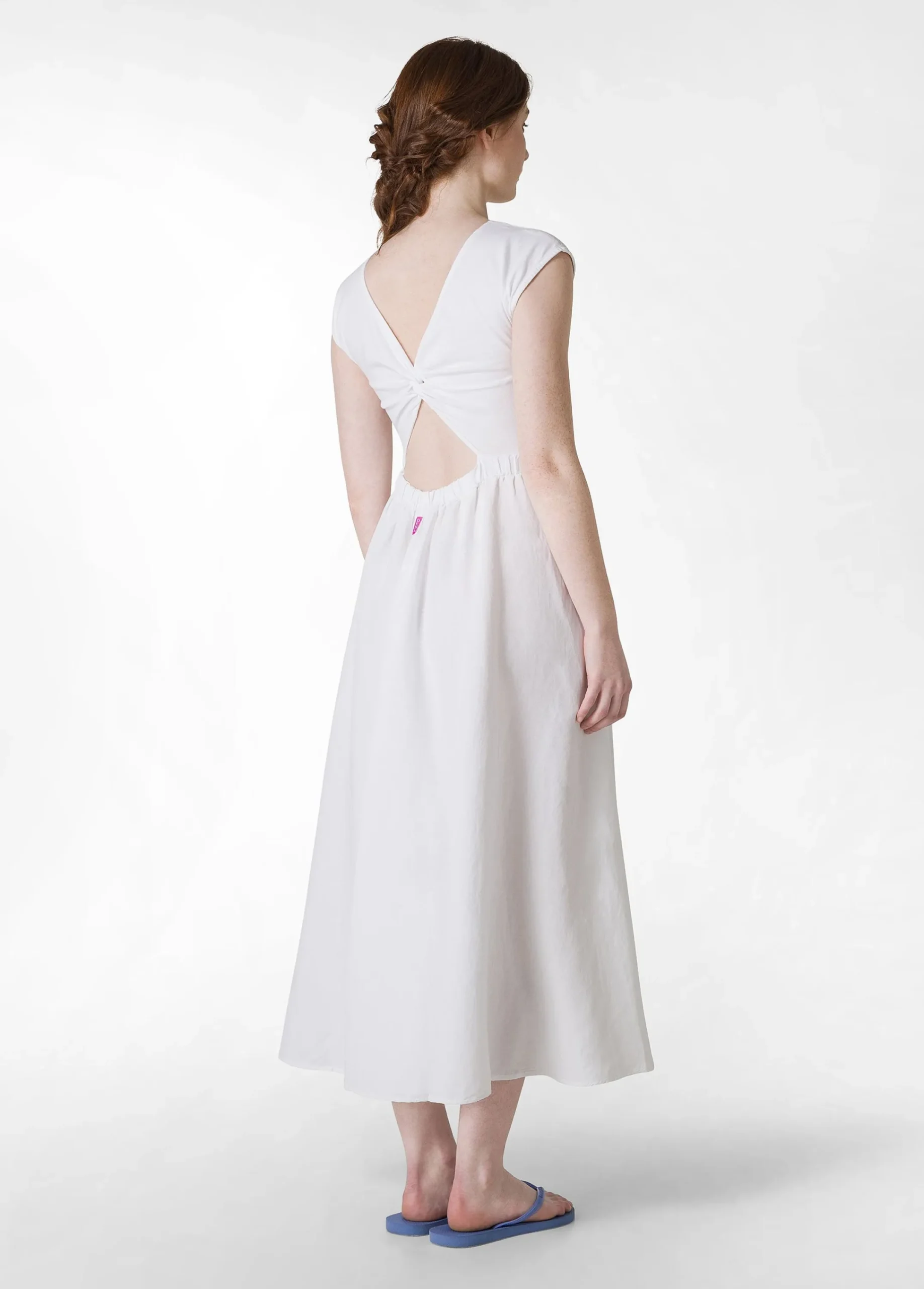 Flash Sale Abito Lungo Jersey E Lino Bianco Donna Vestiti, Gonne E Tute