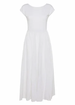 Flash Sale Abito Lungo Jersey E Lino Bianco Donna Vestiti, Gonne E Tute