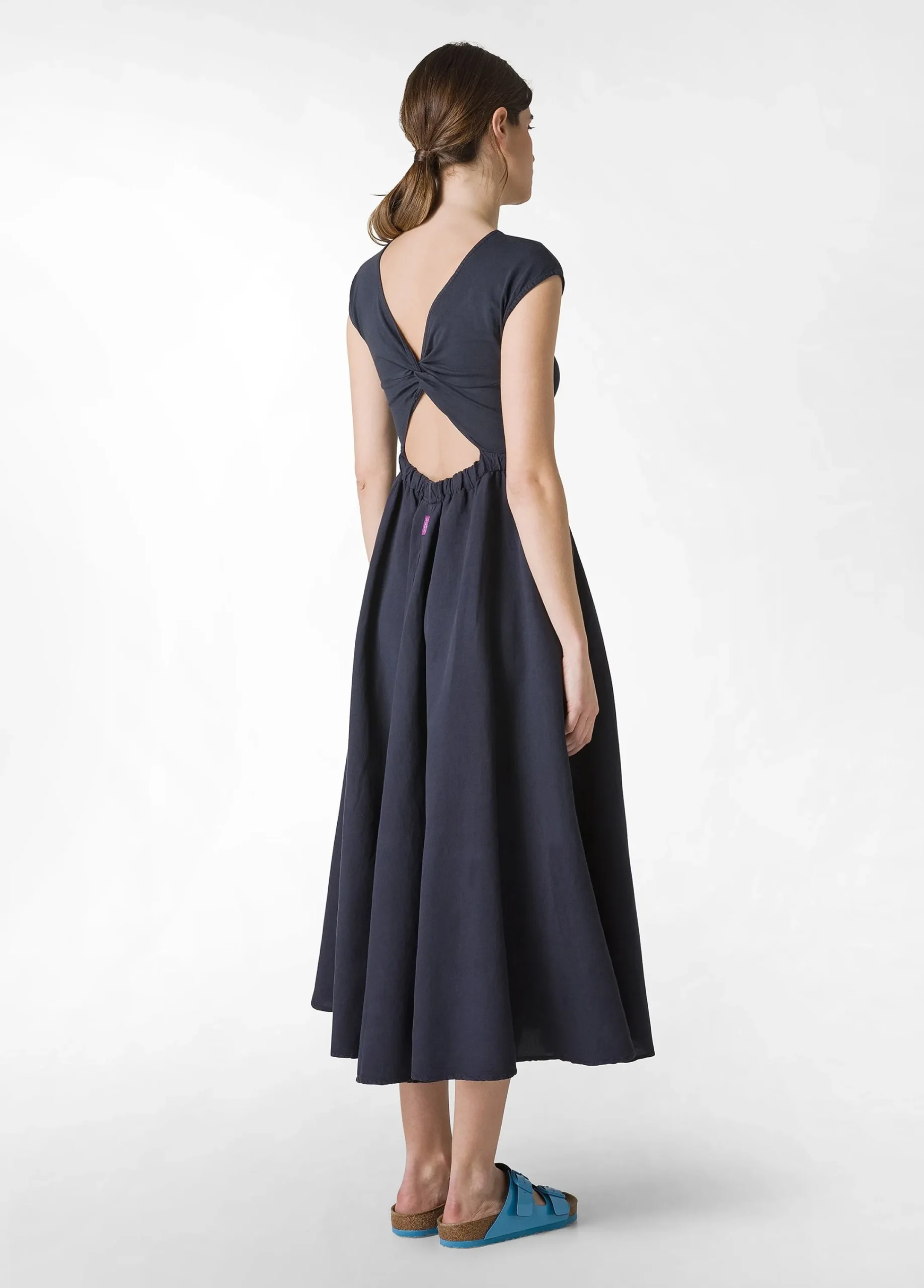 Outlet Abito Lungo Jersey E Lino Blu Donna Vestiti, Gonne E Tute