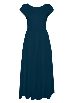 Outlet Abito Lungo Jersey E Lino Blu Donna Vestiti, Gonne E Tute