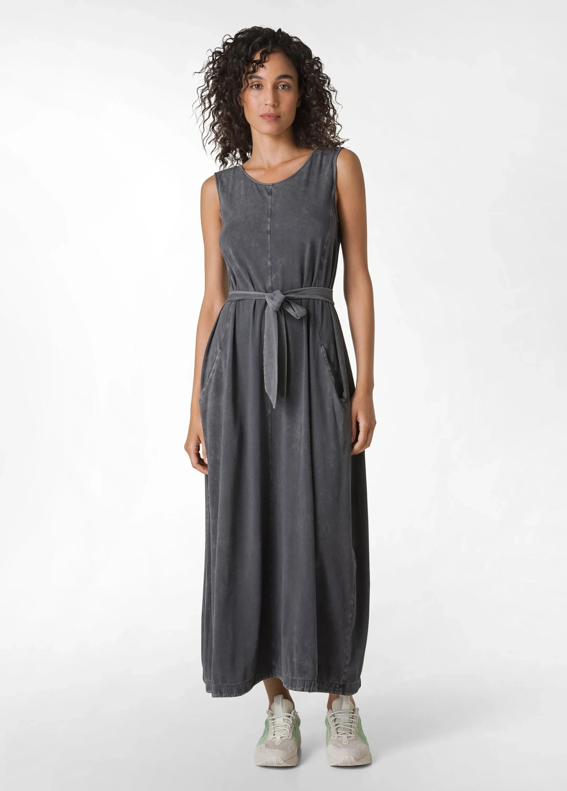 Cheap Abito Lungo Marmorizzato Nero Donna Vestiti, Gonne E Tute