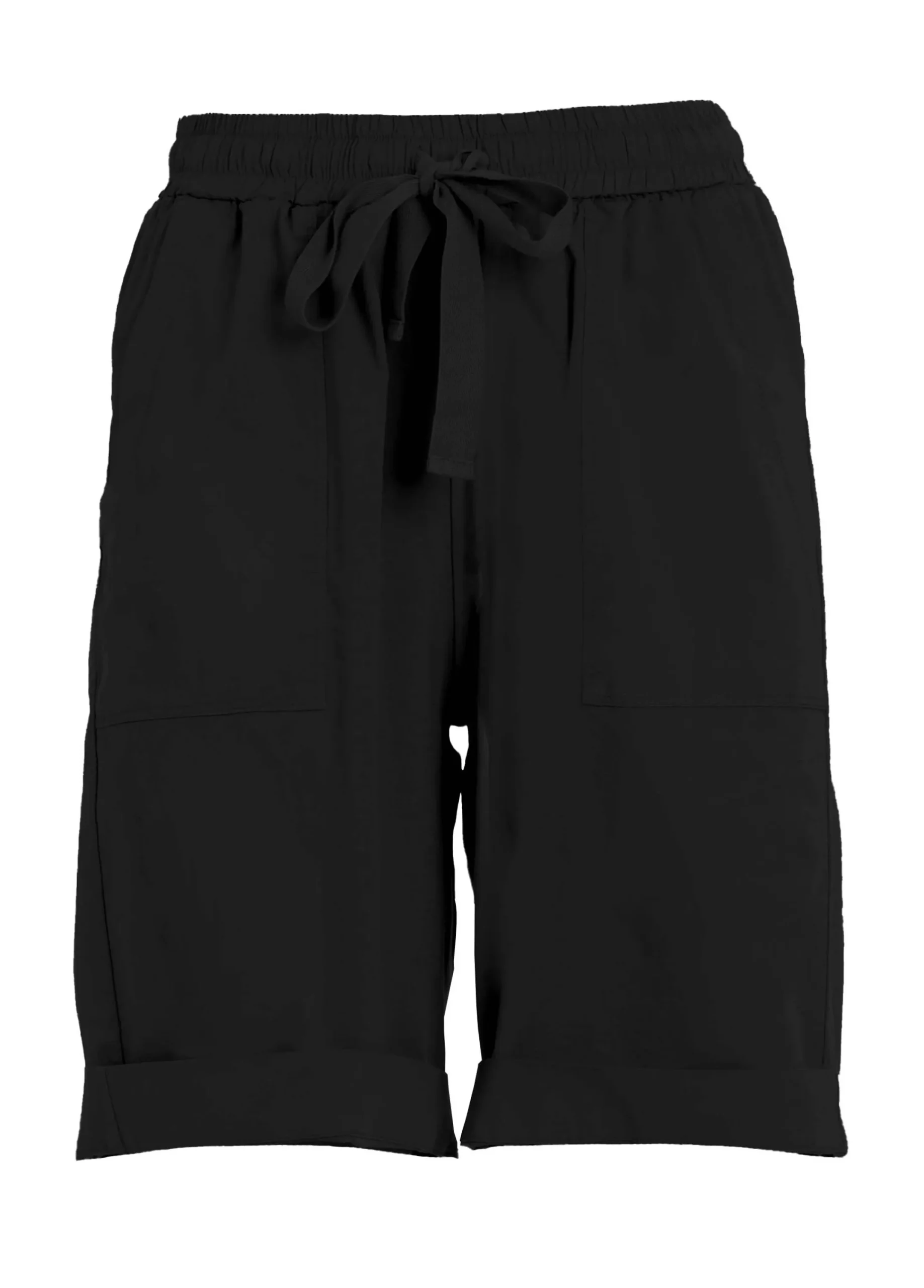 Sale Bermuda In Popeline Con Coulisse Nero Donna Bermuda