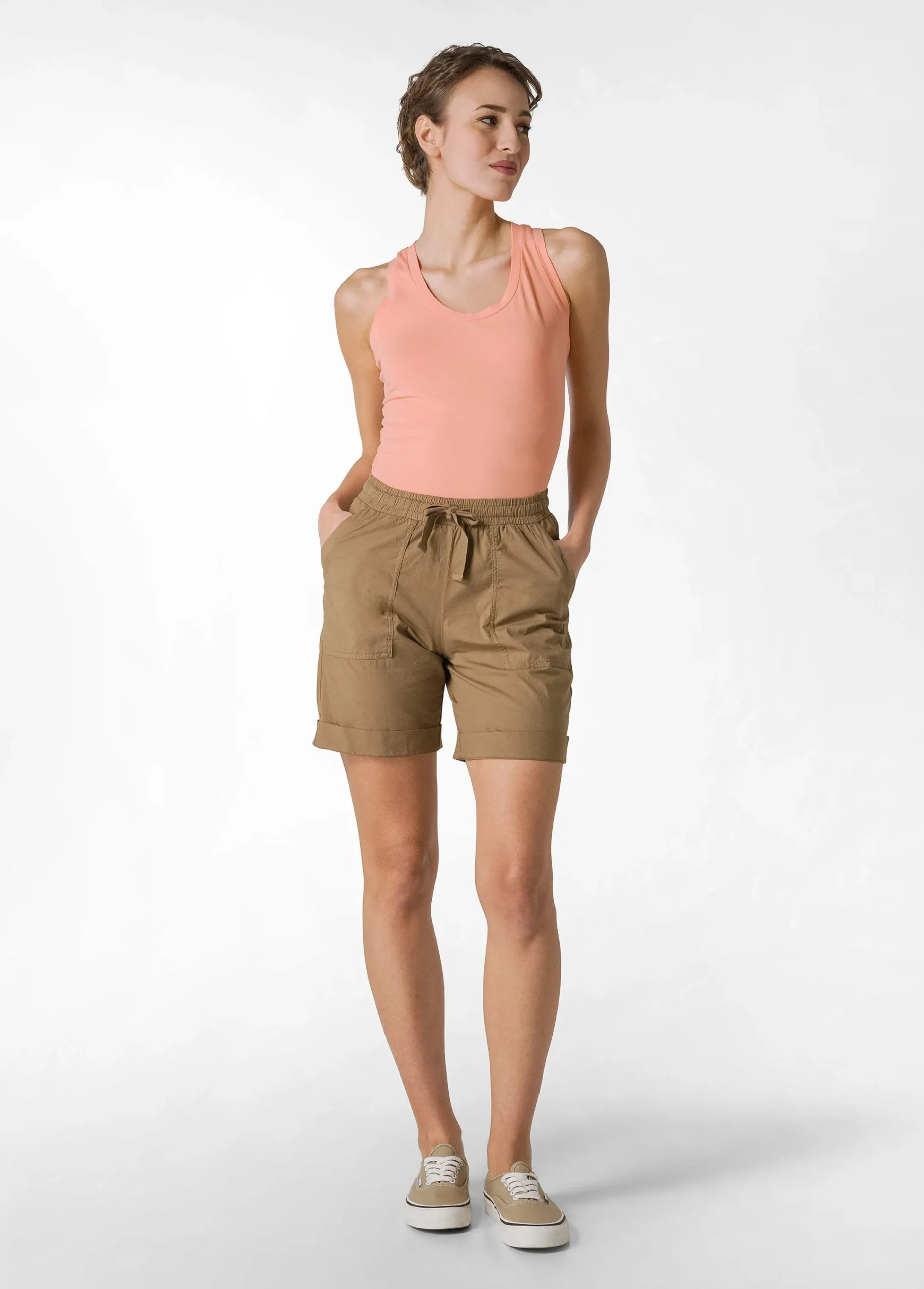 Store Bermuda In Popeline Con Coulisse Marrone Donna Bermuda