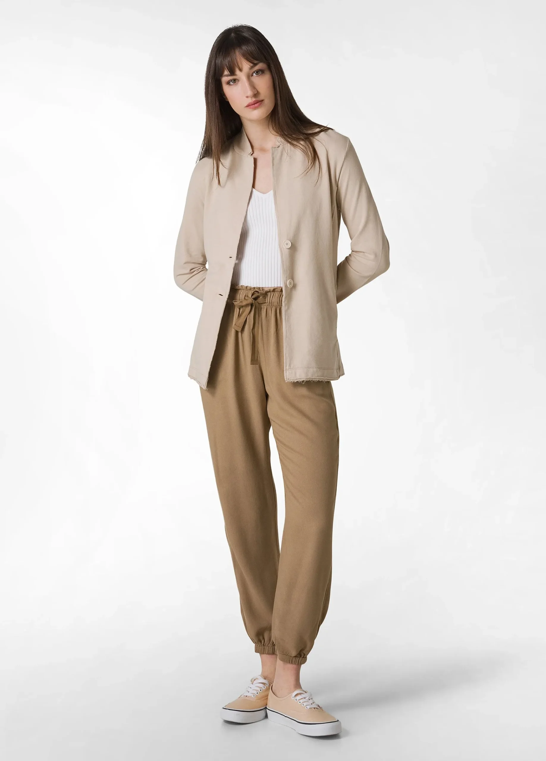 Sale Blazer In Felpa Leggera Beige Donna Giacche E Giubbotti