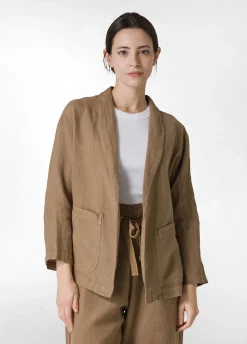 Clearance Blazer In Lino Marrone Donna Giacche E Giubbotti