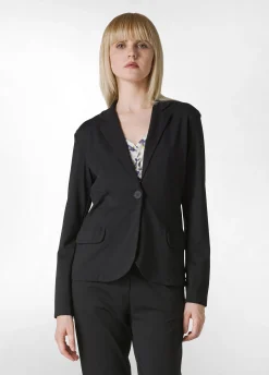 Discount Blazer In Punto Milano Nero Donna Giacche E Giubbotti