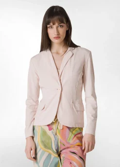 New Blazer In Punto Milano Rosa Donna Giacche E Giubbotti