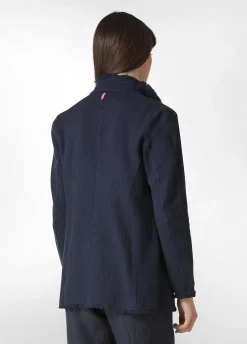 Sale Blazer In Tweed Di Cotone Blu Donna Giacche E Giubbotti