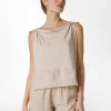 Outlet Blusa Con Inserto In Lino Beige Donna Top & T-Shirts
