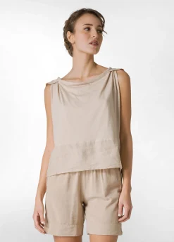 Outlet Blusa Con Inserto In Lino Beige Donna Top & T-Shirts