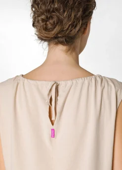Outlet Blusa Con Inserto In Lino Beige Donna Top & T-Shirts