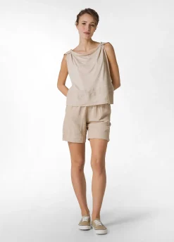 Outlet Blusa Con Inserto In Lino Beige Donna Top & T-Shirts