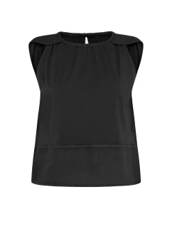 Sale Blusa Con Inserto In Lino Nero Donna Top & T-Shirts