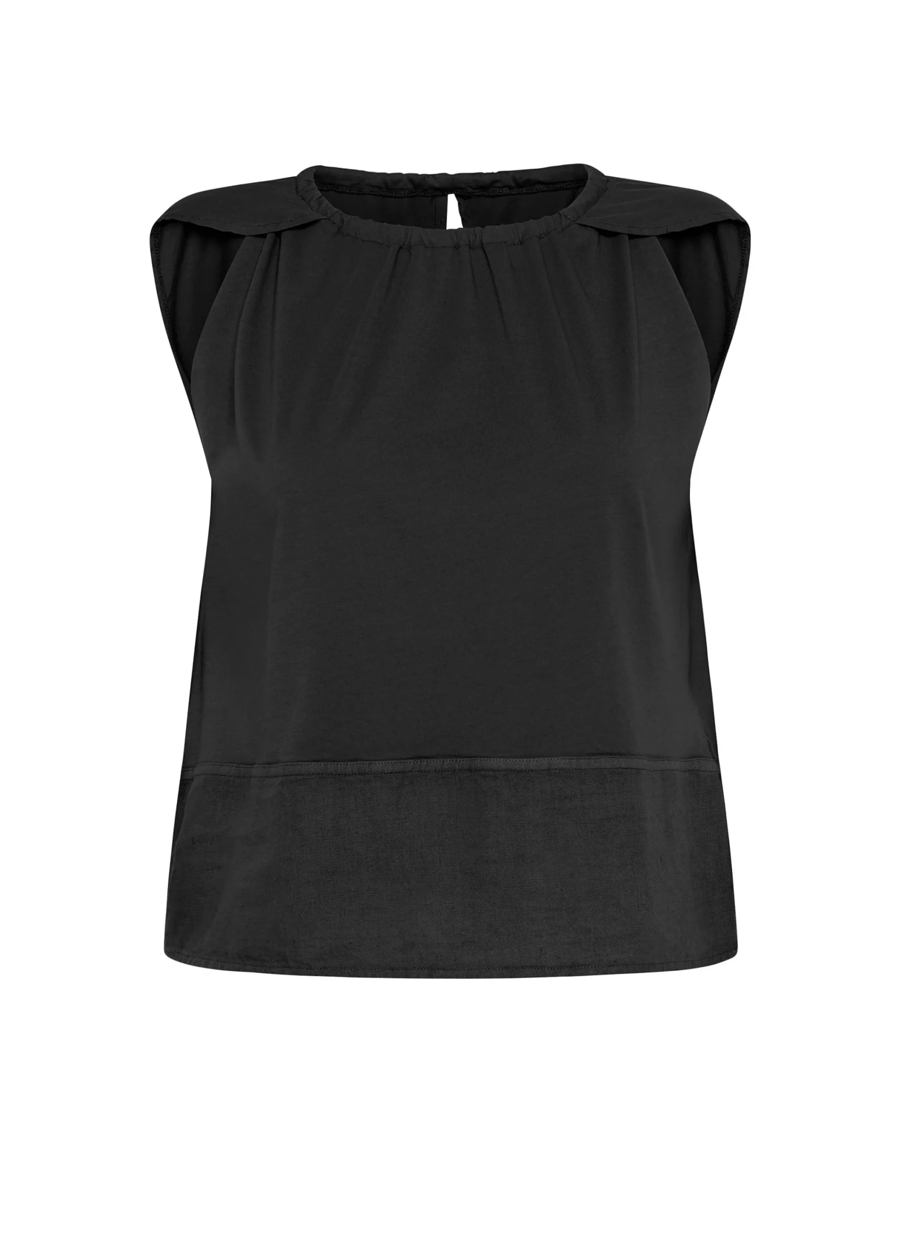 Sale Blusa Con Inserto In Lino Nero Donna Top & T-Shirts
