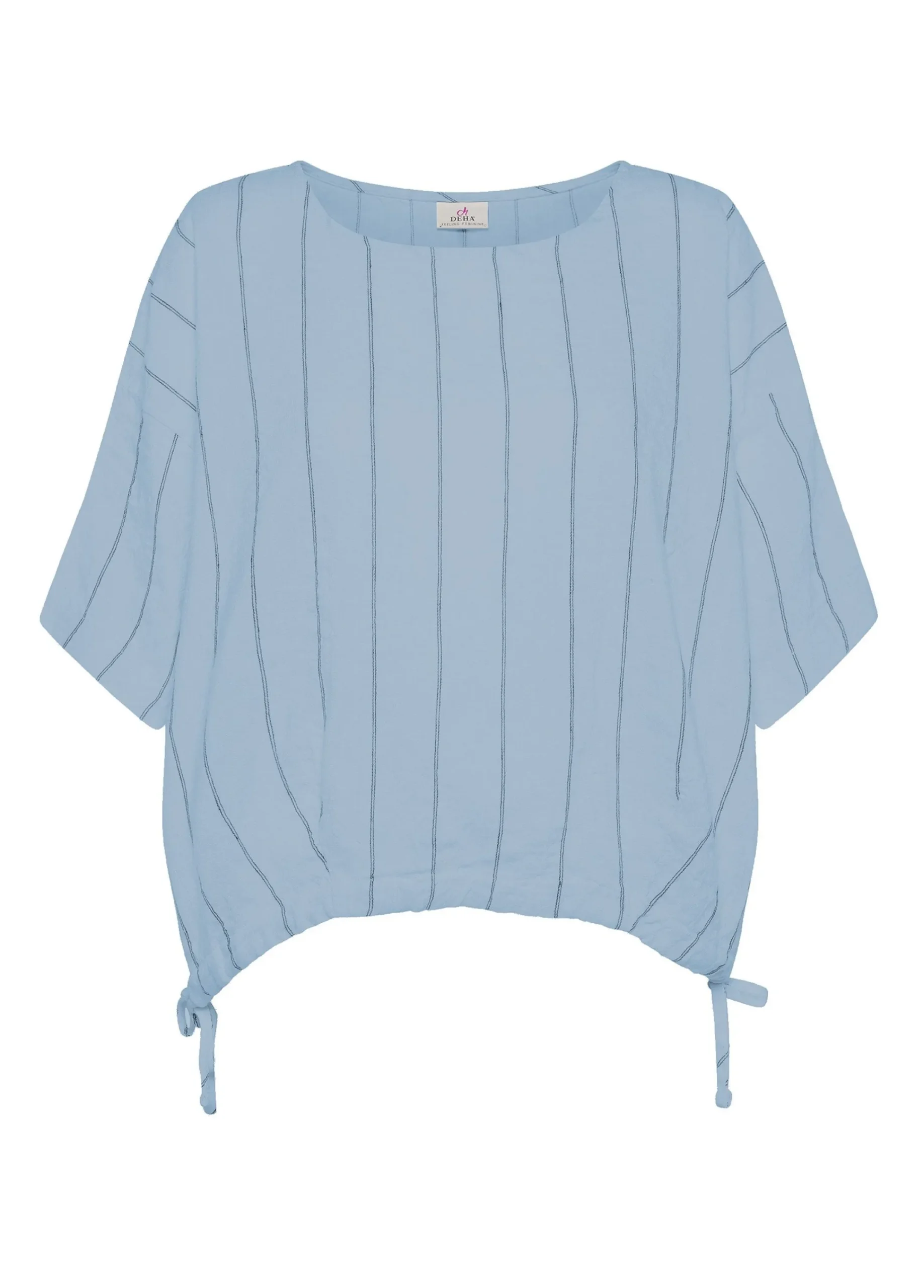 Outlet Blusa In Lino Gessato Blu Donna Camicie & Bluse