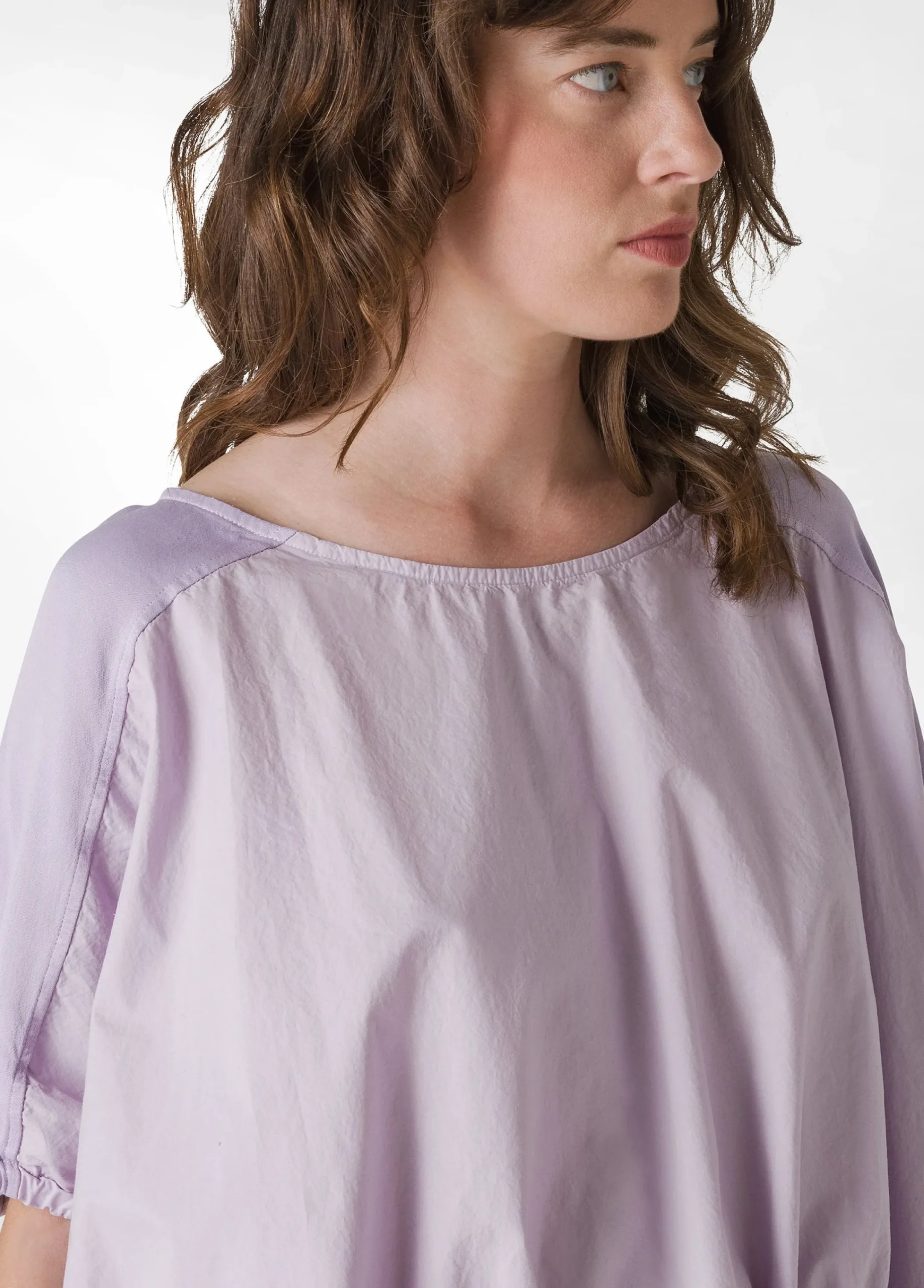 Flash Sale Blusa In Popeline E Raso Viola Donna Camicie & Bluse