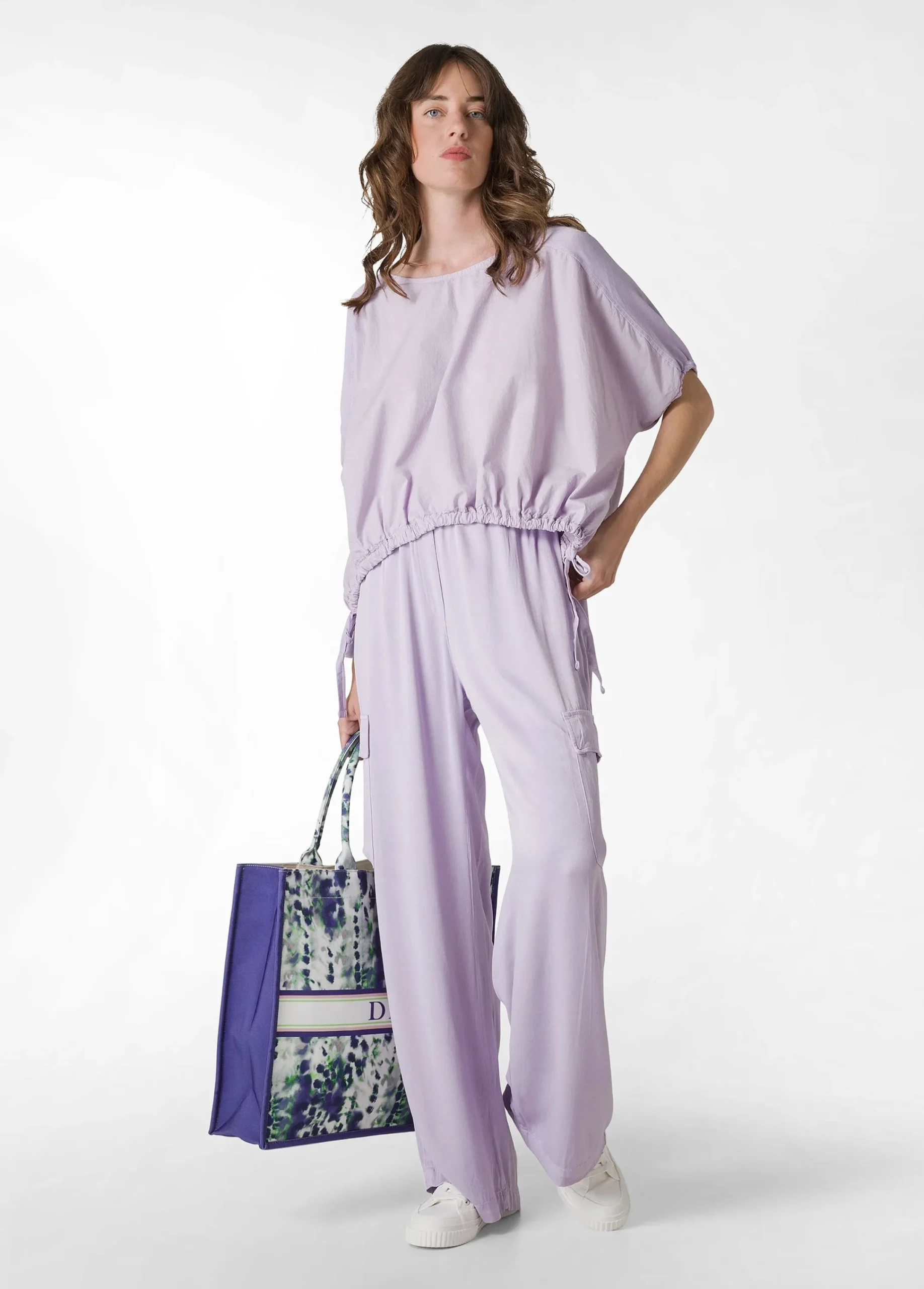 Flash Sale Blusa In Popeline E Raso Viola Donna Camicie & Bluse