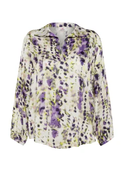 Hot Camicia In Raso Stampato Viola Donna Camicie & Bluse