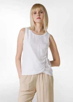 Hot Canotta Arricciata Bianco Donna Top & T-Shirts