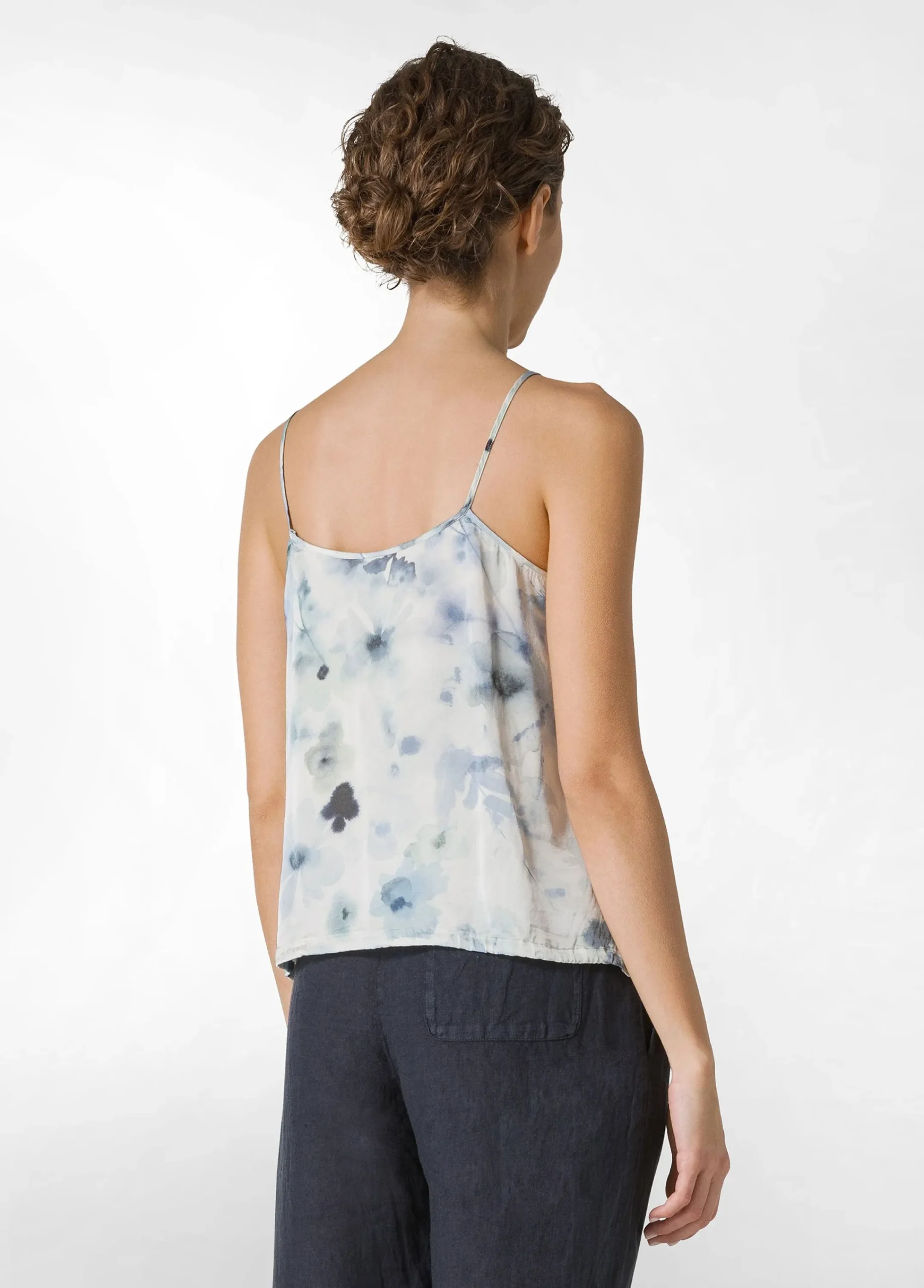 Best Sale Canotta In Raso Allover Blu Donna Top & T-Shirts