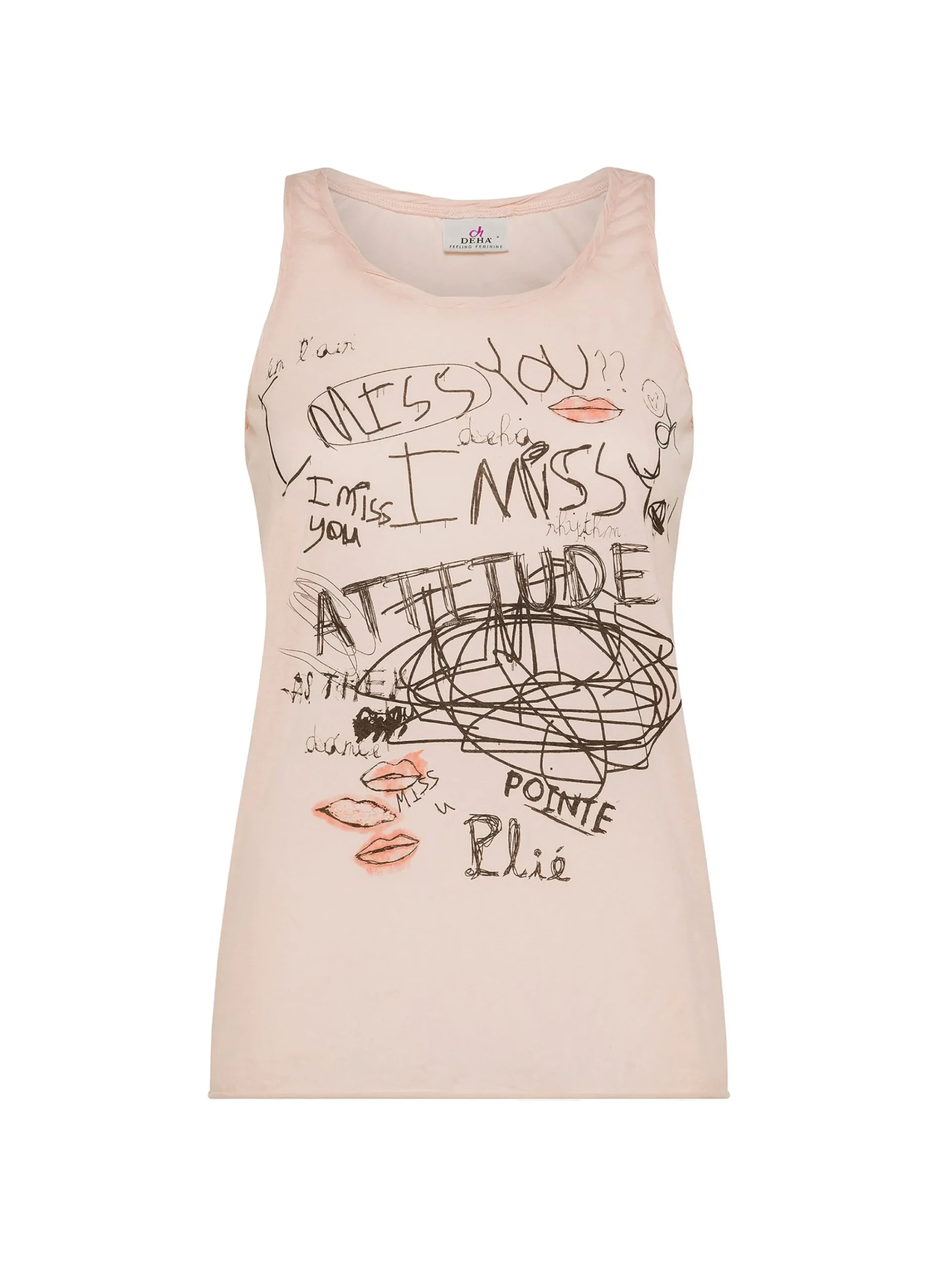 Fashion Canotta Leggera Con Stampa Rosa Donna Top & T-Shirts