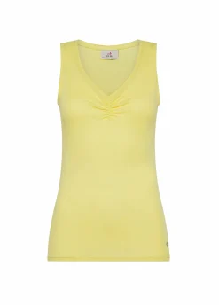 New Canotta Leggera Scollo A V Giallo Donna Top & T-Shirts