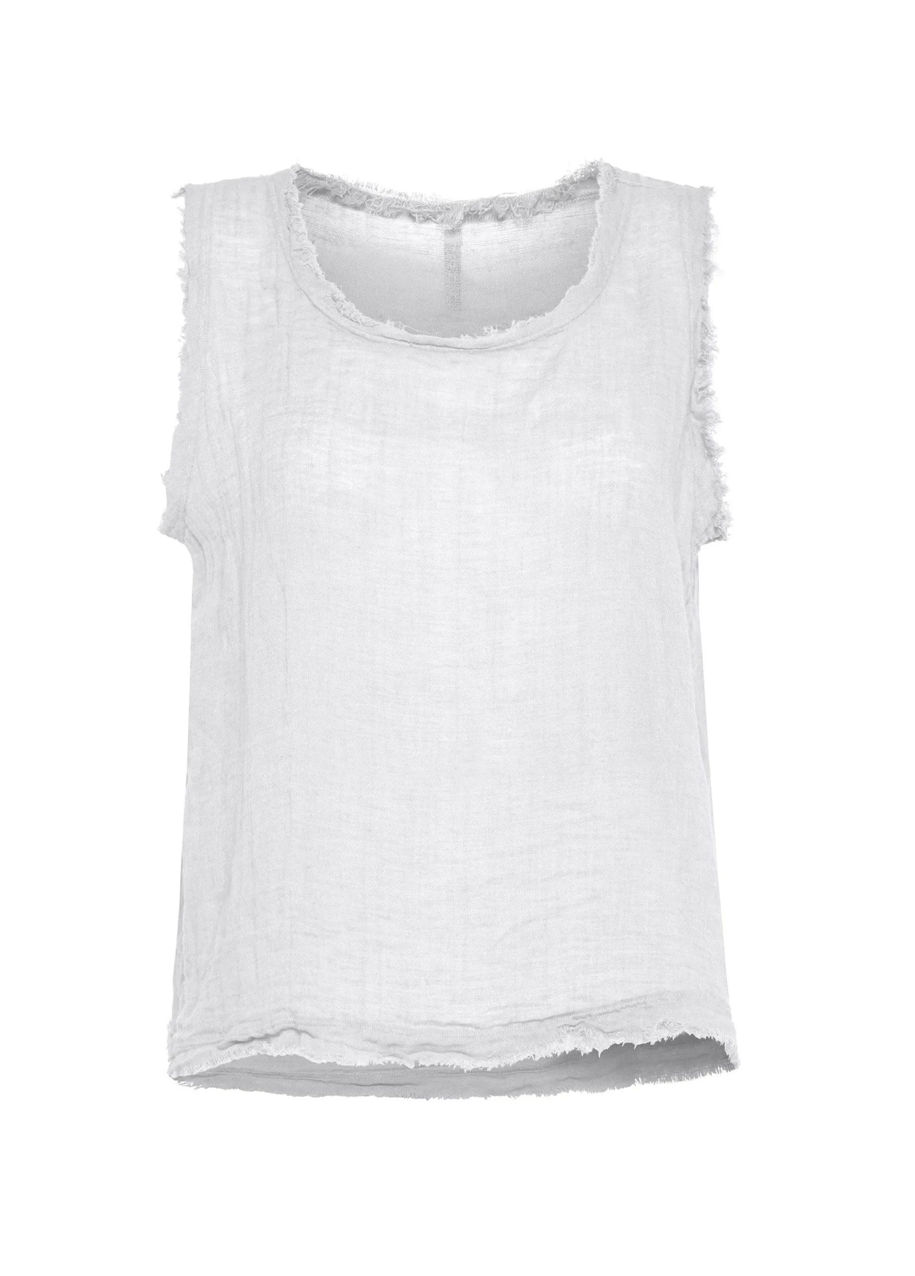 Best Sale Canotta Sfrangiata In Lino Bianco Donna Top & T-Shirts