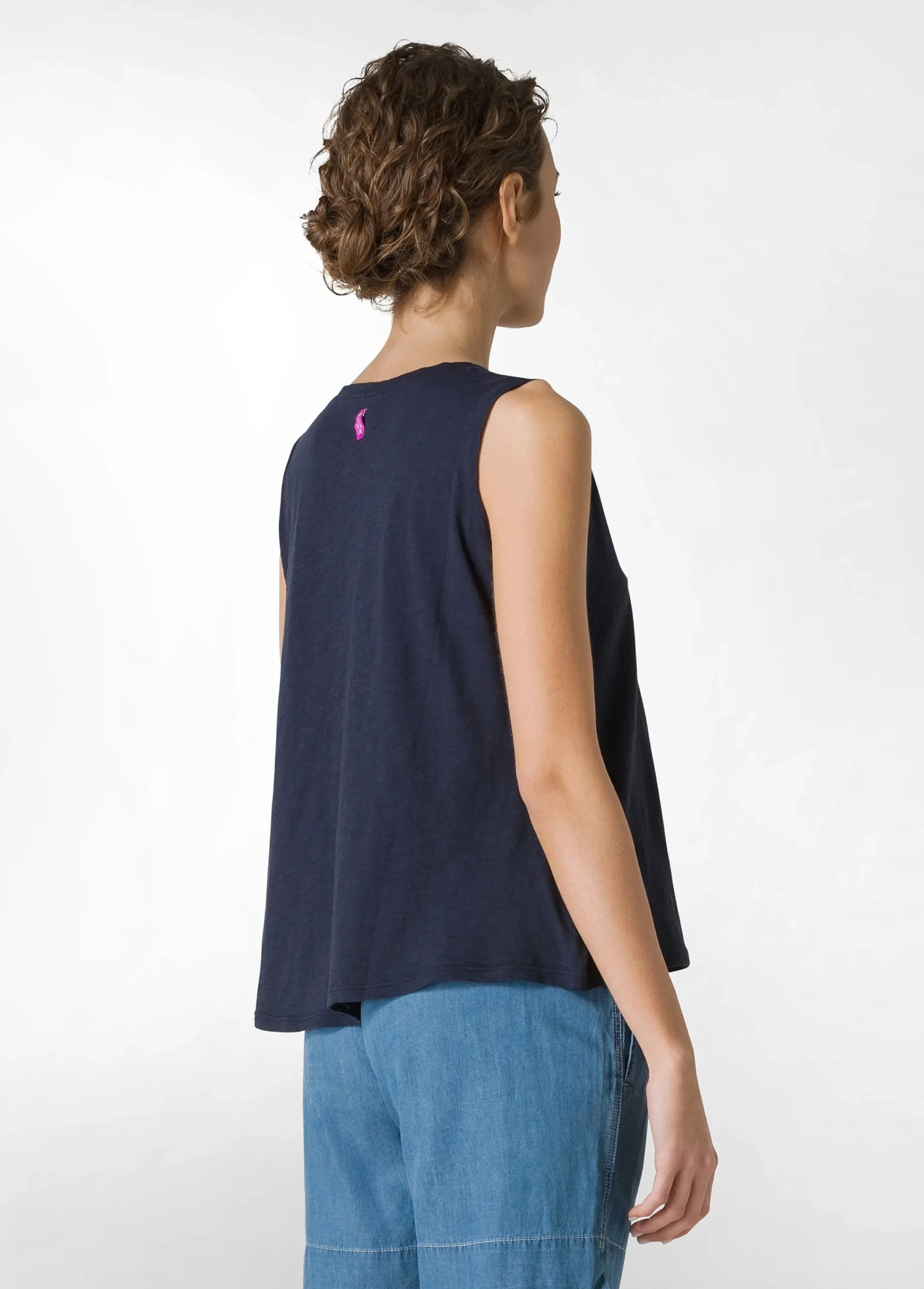 Store Canotta Svasata In Jersey Fiammato Blu Donna Top & T-Shirts