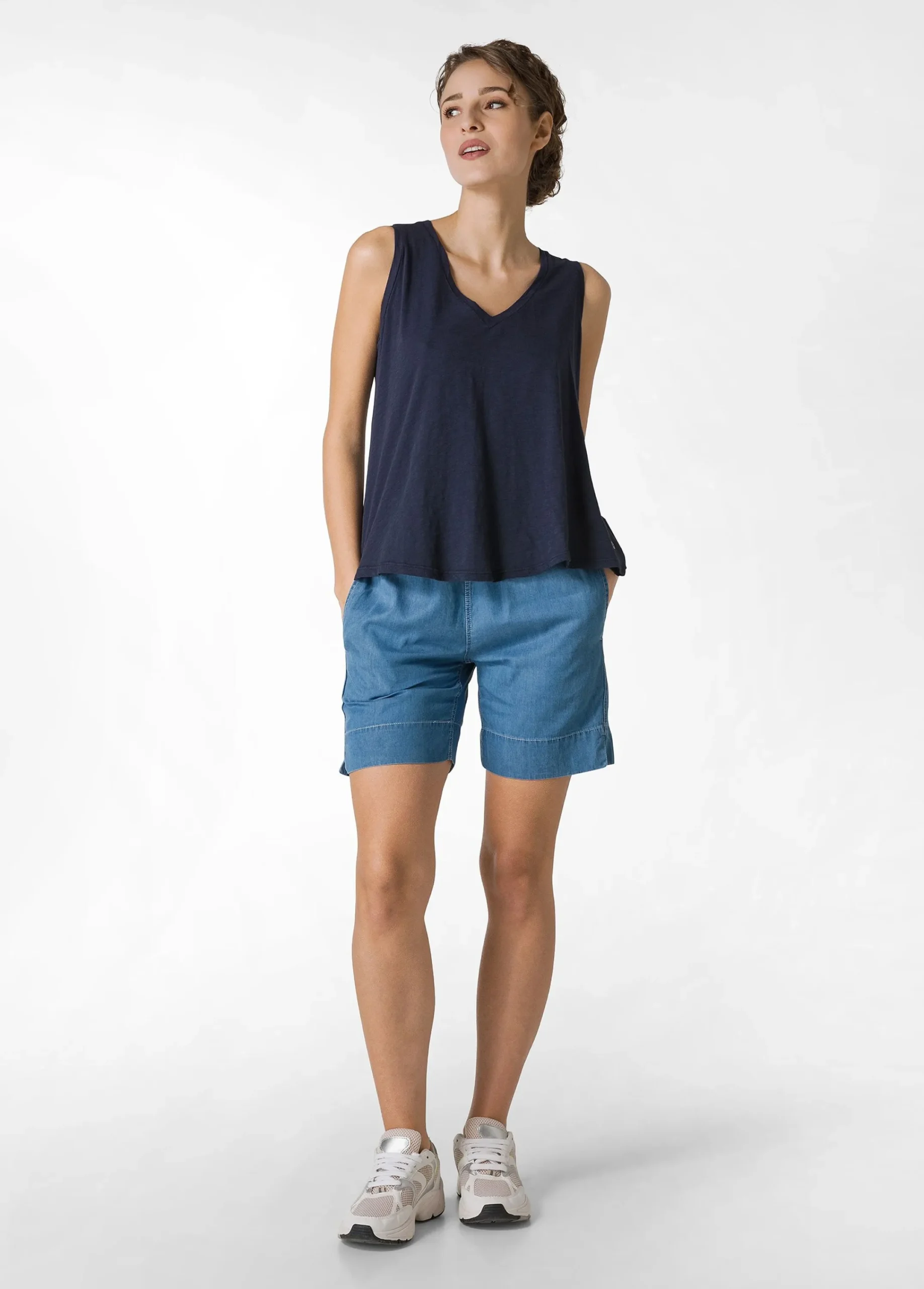 Store Canotta Svasata In Jersey Fiammato Blu Donna Top & T-Shirts