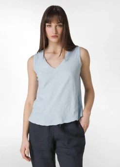 Online Canotta Svasata In Jersey Fiammato Blu Donna Top & T-Shirts