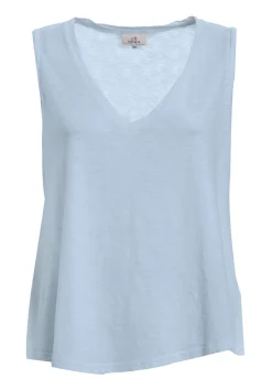 Online Canotta Svasata In Jersey Fiammato Blu Donna Top & T-Shirts