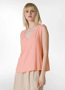 Cheap Canotta Svasata In Jersey Fiammato Arancio Donna Top & T-Shirts